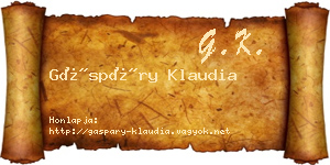 Gáspáry Klaudia névjegykártya
